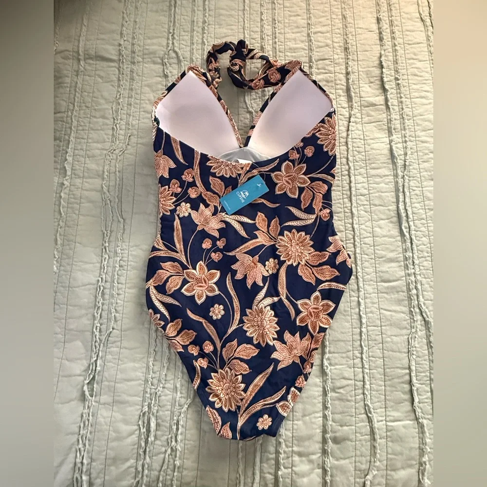 Cupshe Navy and Floral One Piece Swimsuit - Picture 2 of 4